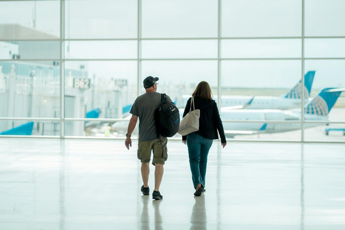 Visitors arriving at the airport