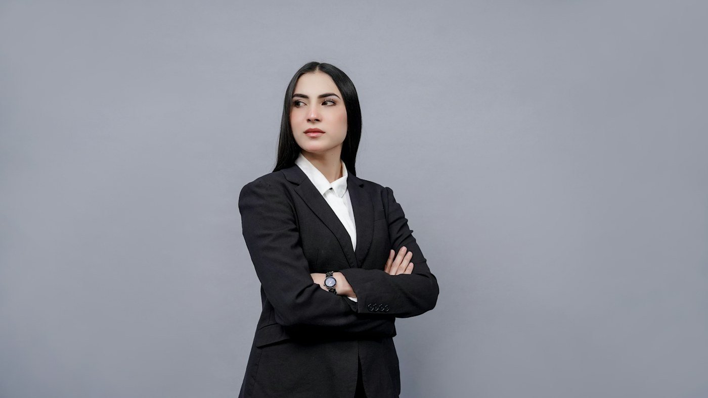 Businesswoman in a dark suit